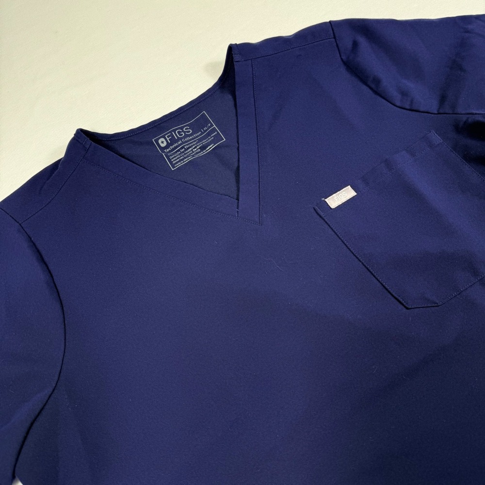 FIGS Catarina Scrub Top XL Navy Blue V-Neck Short Sleeve Pocket FW1000NP